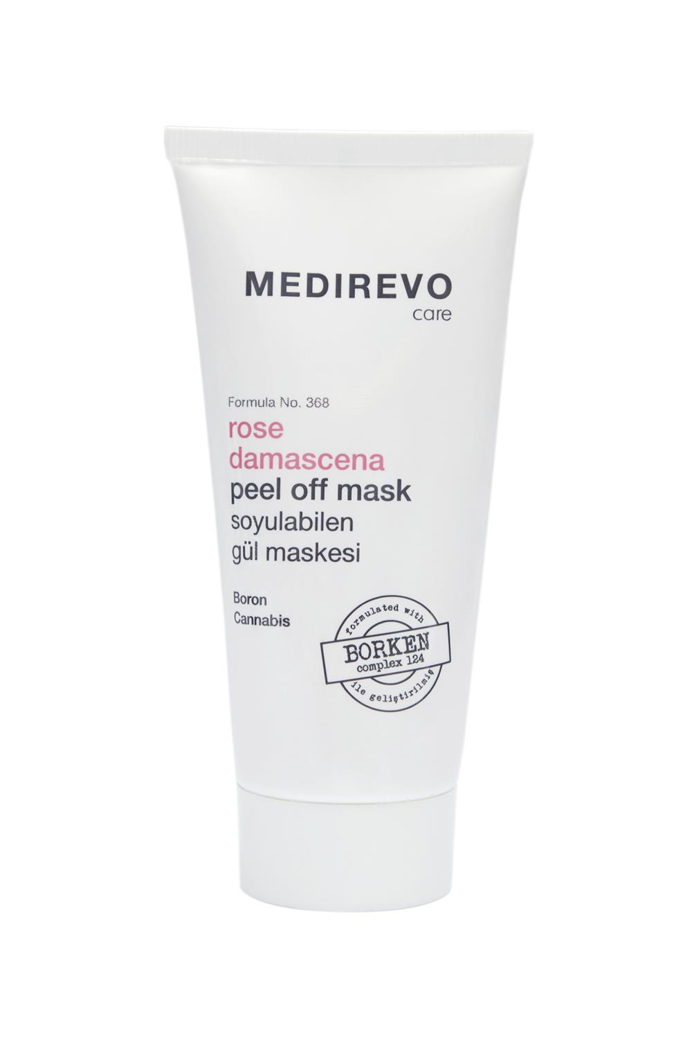 MEDIREVO -  Formula No.368-Bor, Kenevir Tohumu Yağı, Kaolin, Gliserin, Aloe Vera, Allantoin içeren Gül'lü Soyulabilir Peel Off Maske