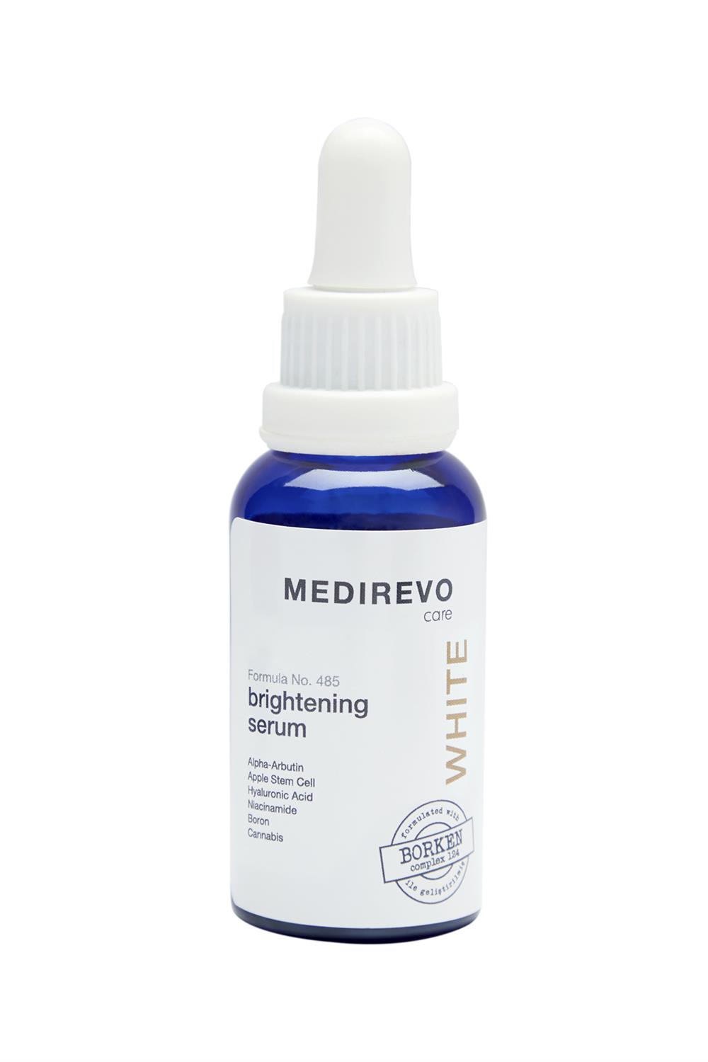 MEDIREVO -  Formula No.485 -Alpha-Arbutin, Hyaluronik Asit, Niacinamide, Bor, Kenevir Tohumu Yağı, Kök Hücreli Brightening Serum