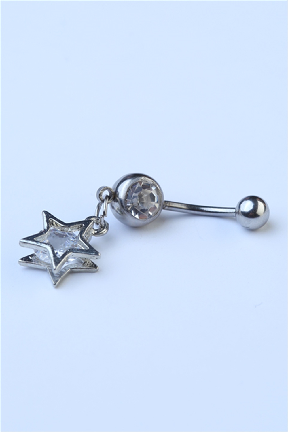 3D Sallantı Yıldız Göbek Silver Piercing