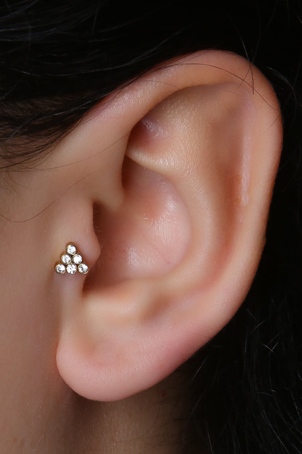Altı Taşlı Piramit Gold Piercing