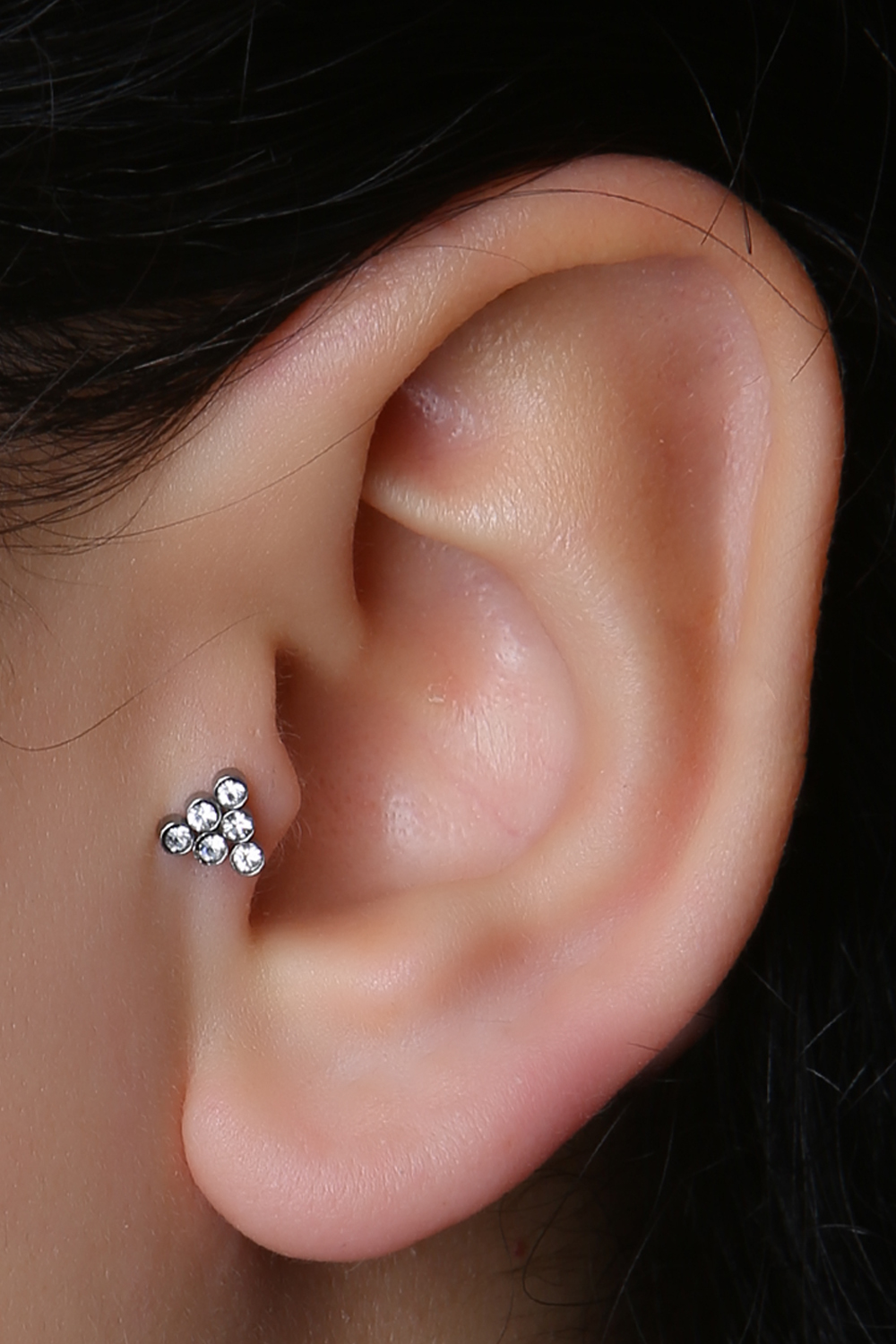 Altı Taşlı Piramit Silver Piercing