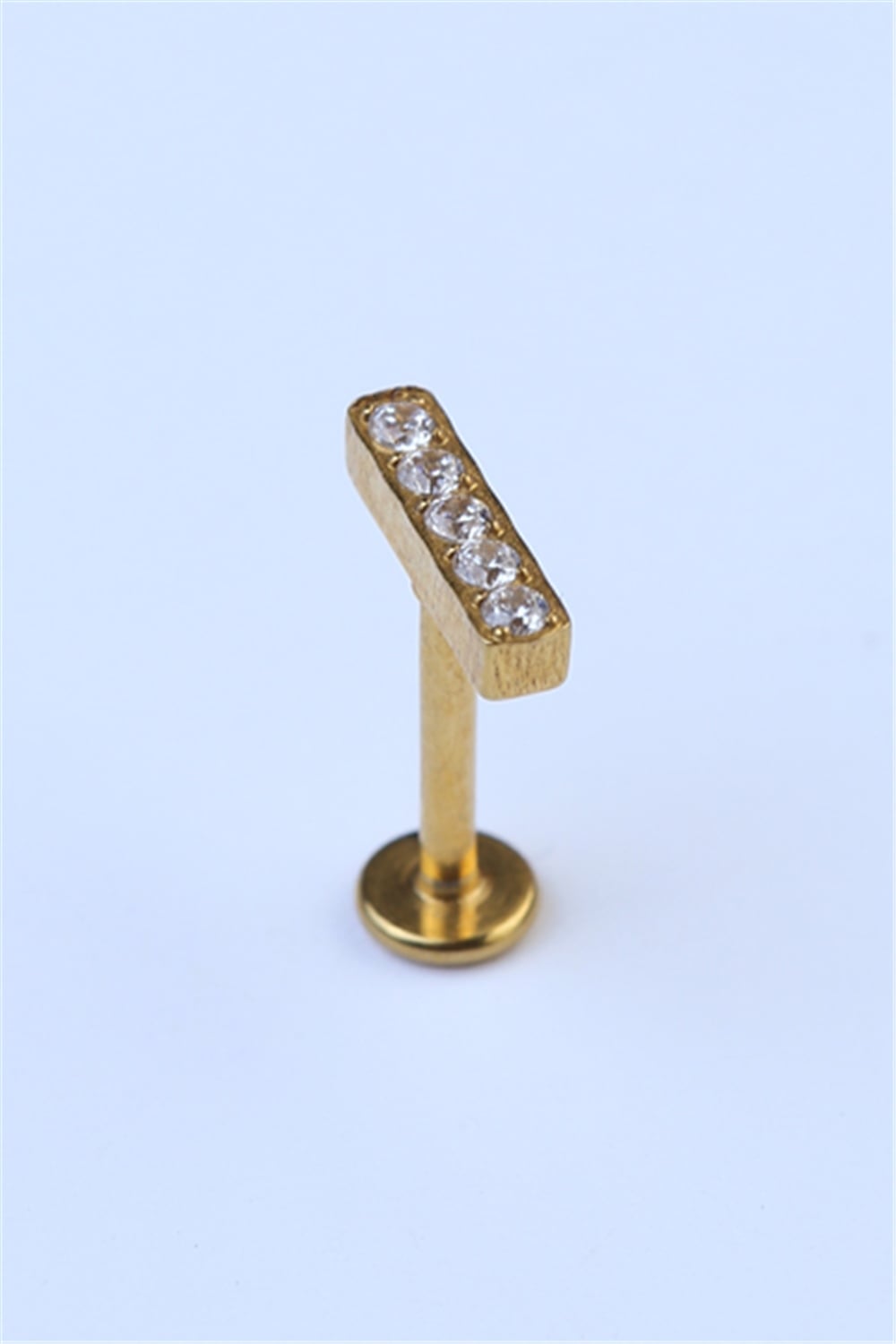 Beş Taş Baget Labret Gold Piercing