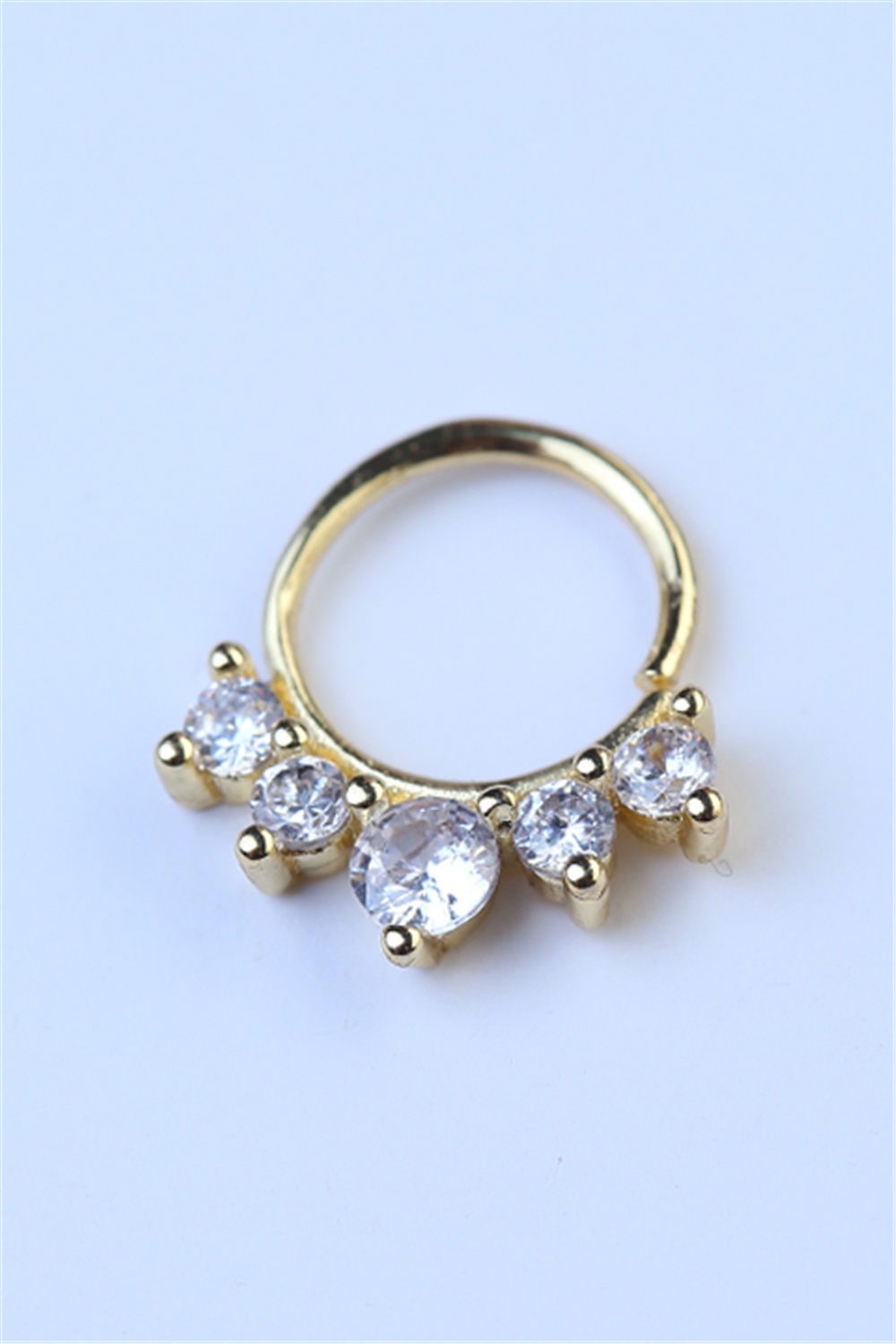 Beş Taş Sıkıştırmalı Halka Gold Piercing