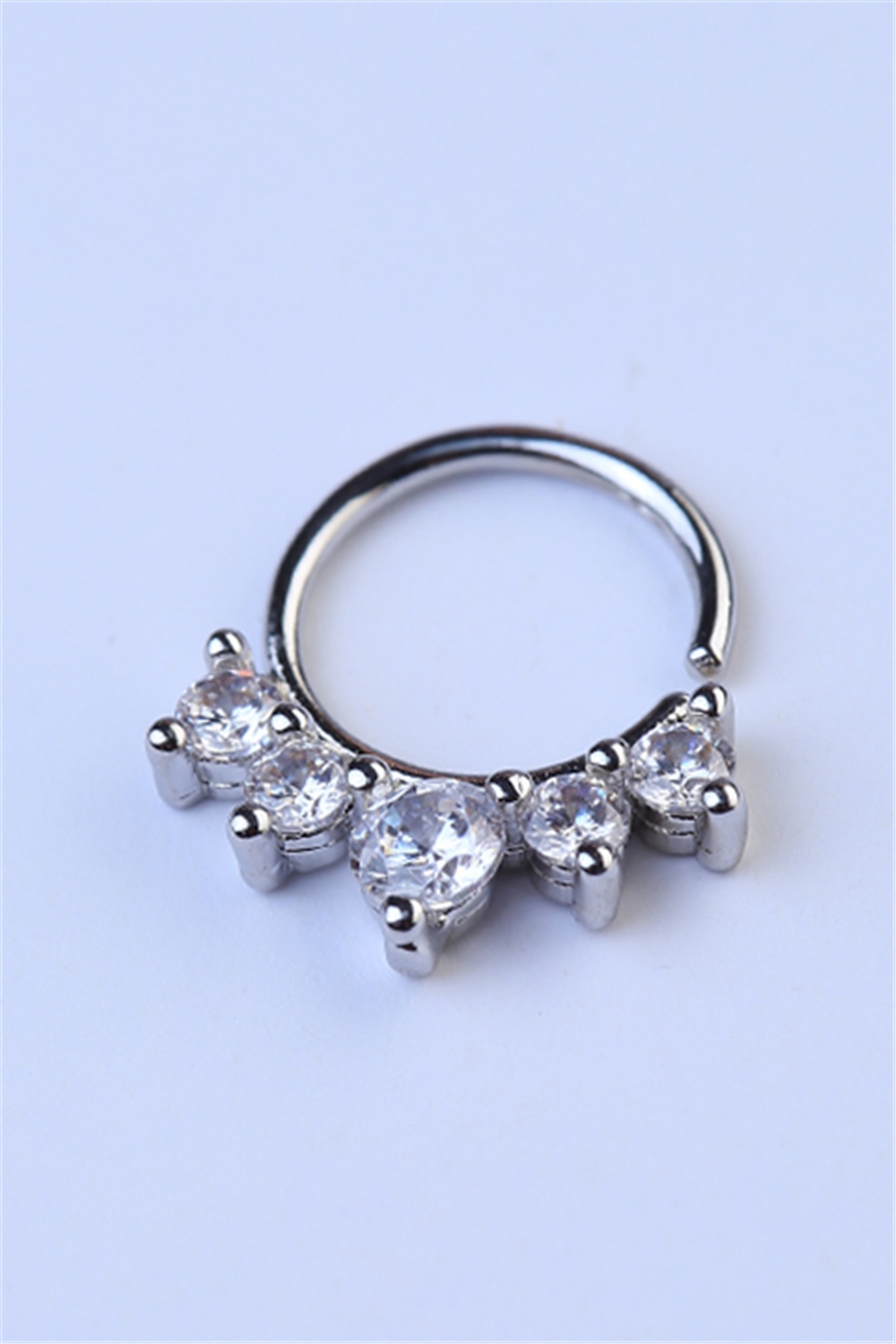 Beş Taş Sıkıştırmalı Halka Silver Piercing