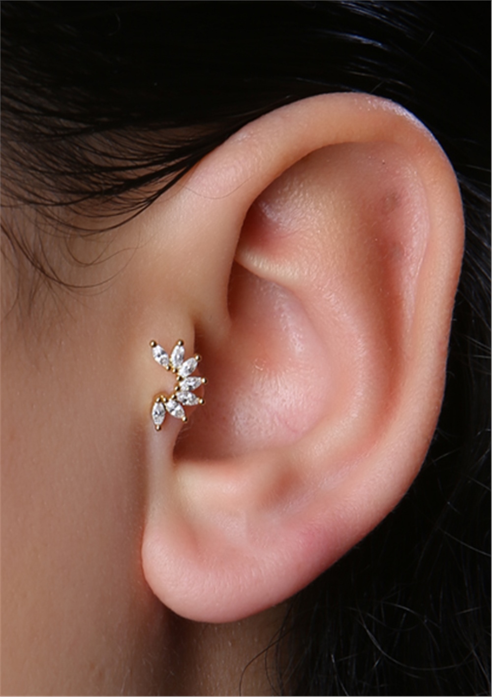 Beşli Markiz Kıvrak Gold Piercing