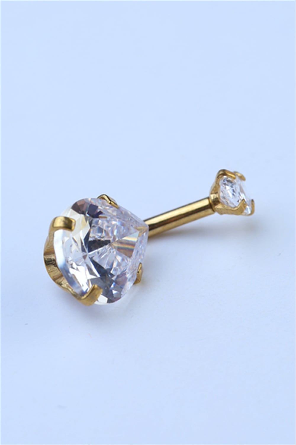 Beyaz Damla Taş Büyük Boy Göbek Gold Piercing
