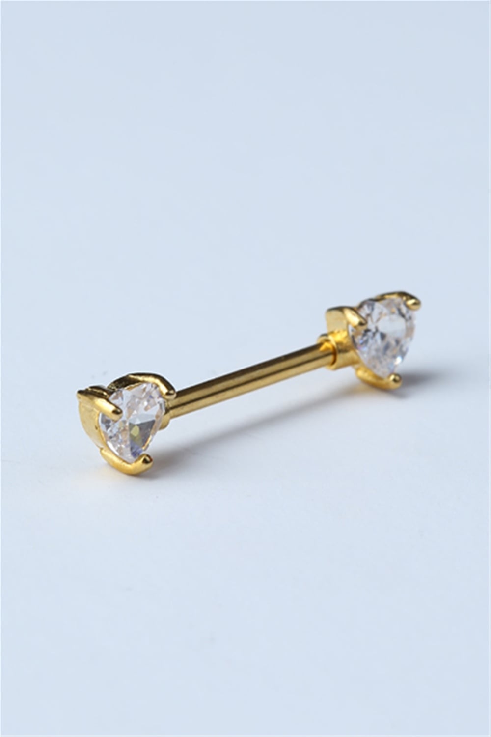 Beyaz Kalpli Taş Nipple Gold Piercing