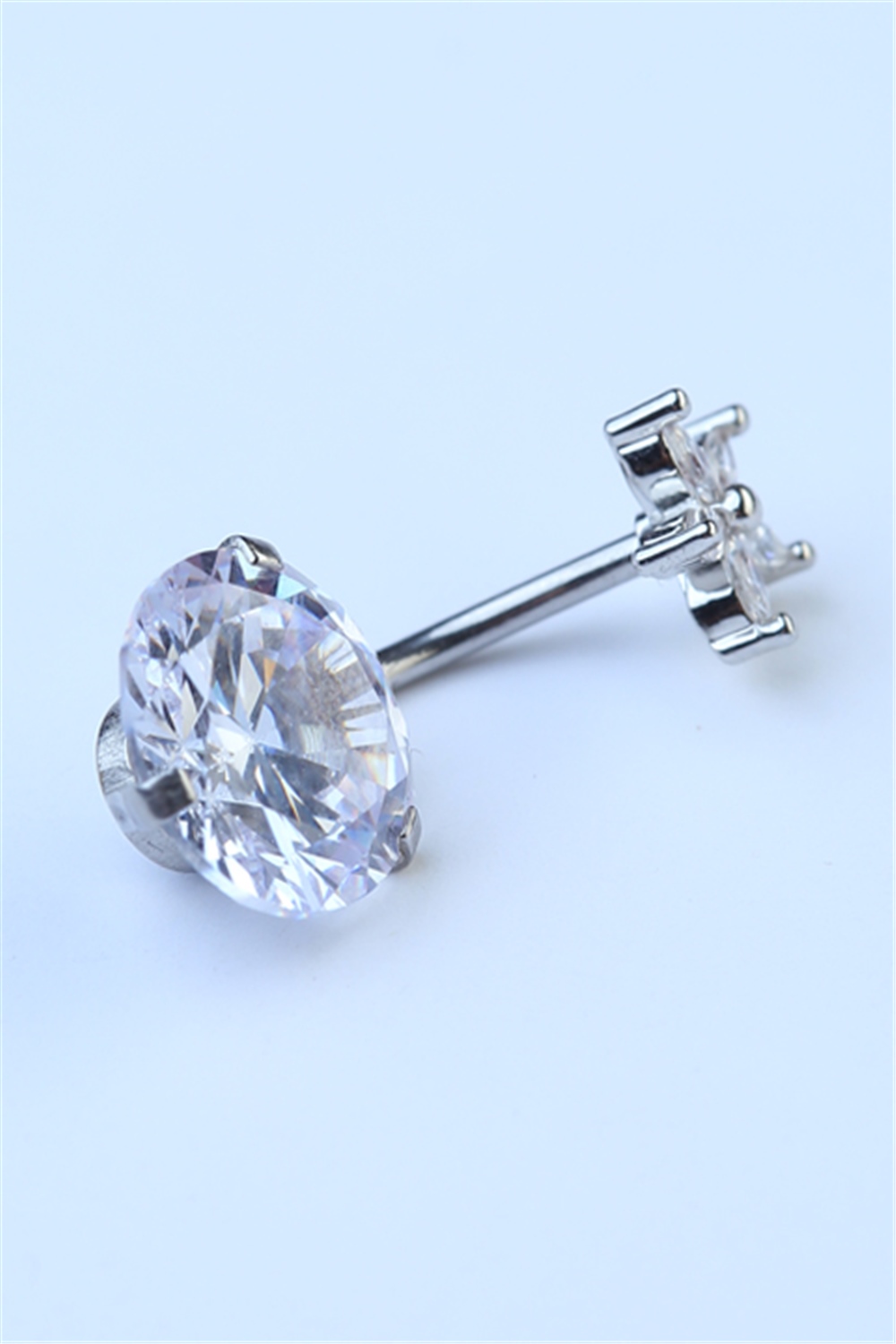Çiçekli Beyaz Taş Göbek Silver Piercing