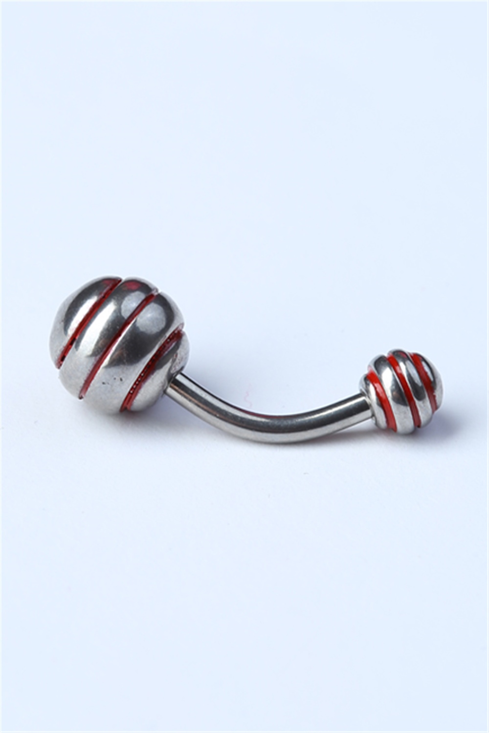 Düz Kırmızı Çizgili Göbek Silver Piercing