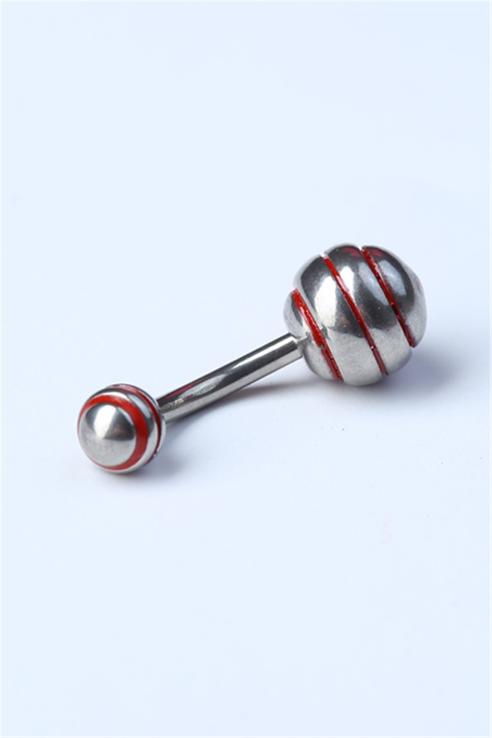 Düz Kırmızı Çizgili Göbek Silver Piercing