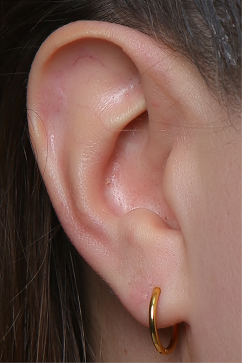 Düz Küpe (İnce) Orta Boy Gold Piercing