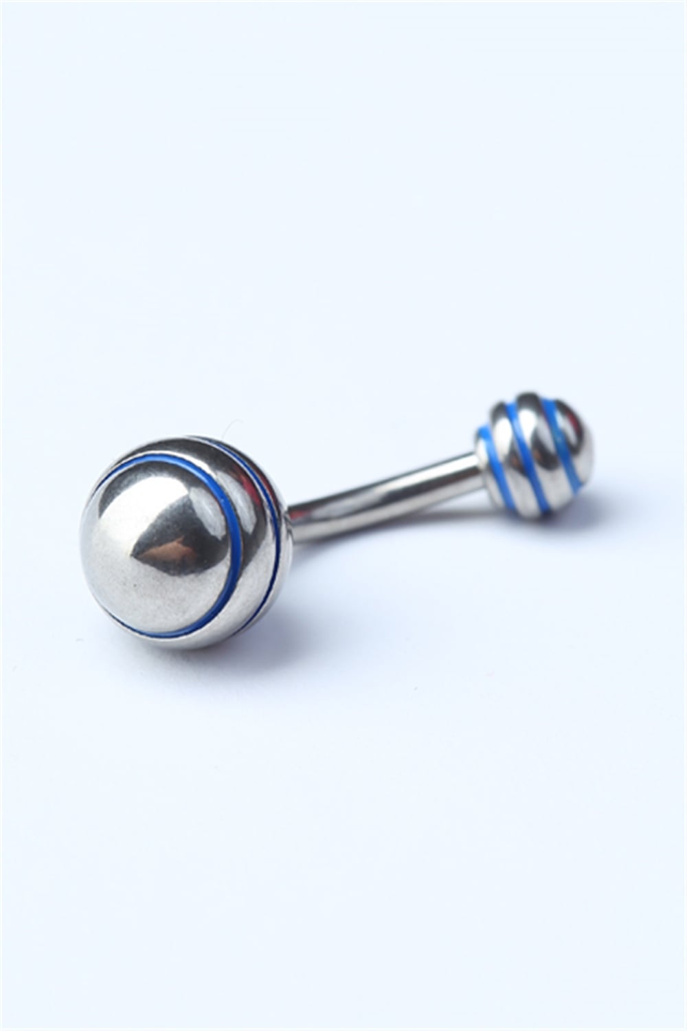 Düz Mavi Çizgili Göbek Silver Piercing