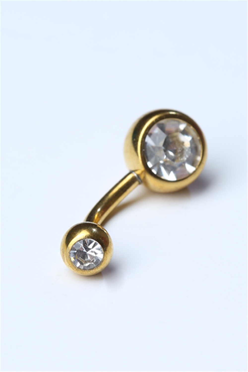 Düz Taşlı Göbek Gold Piercing