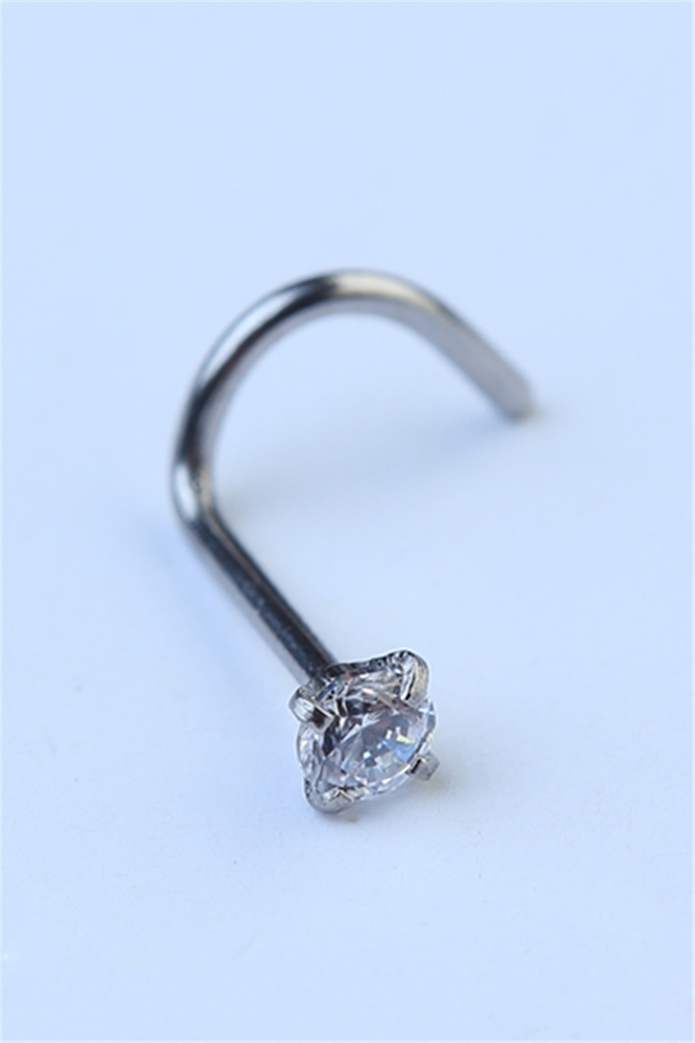 Hızma L Model Yuvarlak Taş Silver Piercing
