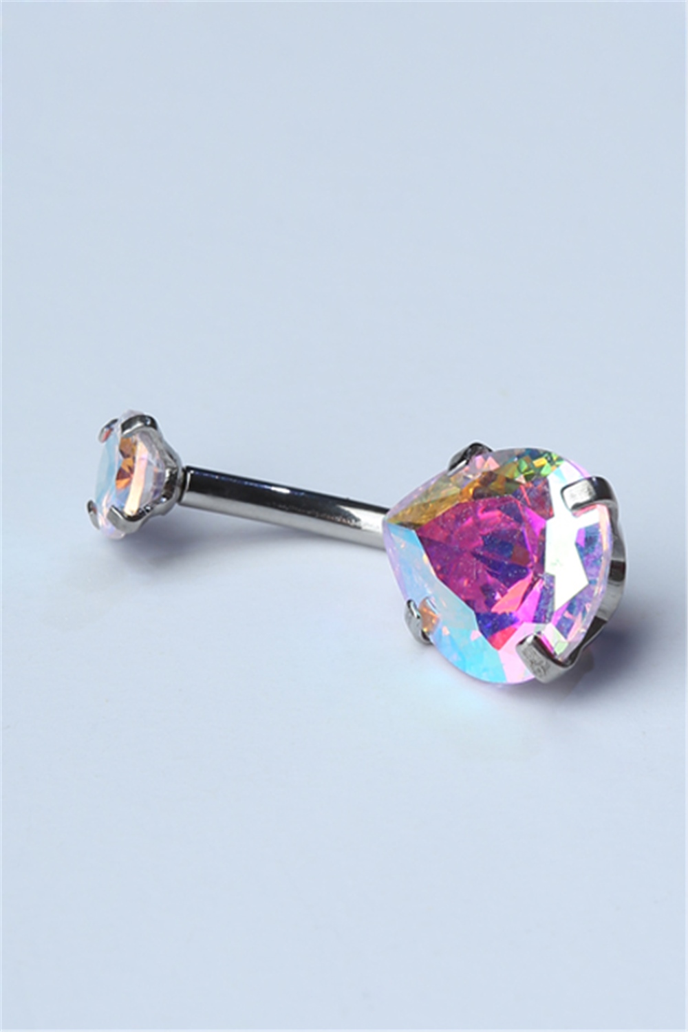 Hologram Damla Taş Büyük Boy Göbek Silver Piercing