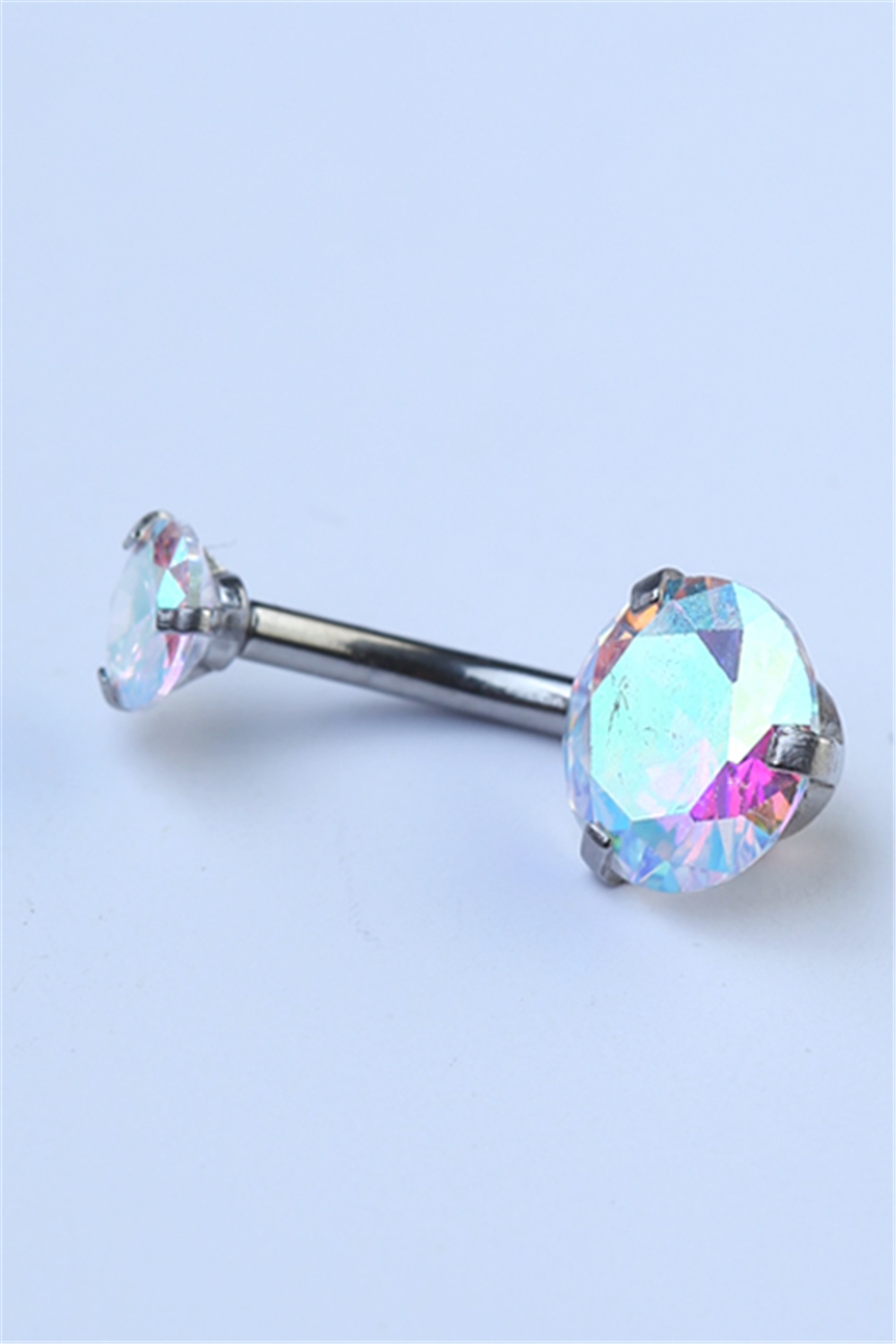 Hologram Tek Taş Orta Boy Göbek Silver Piercing 