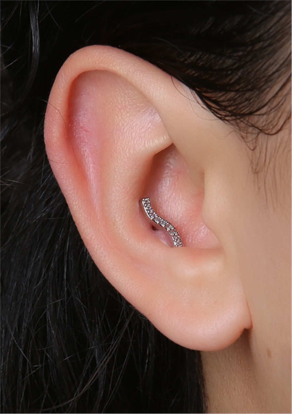 İnce S Model Silver Piercing