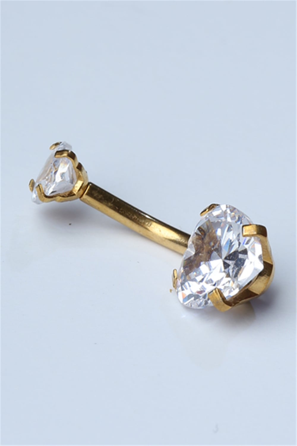 Kalpli Tek Taş Göbek Gold Piercing