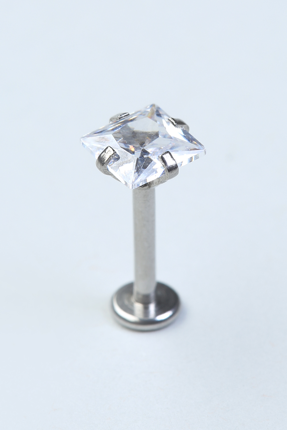 Kare Taş Labret Büyük Boy Silver Piercing