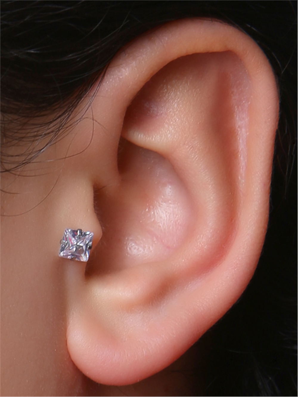 Kare Taş Labret Büyük Boy Silver Piercing