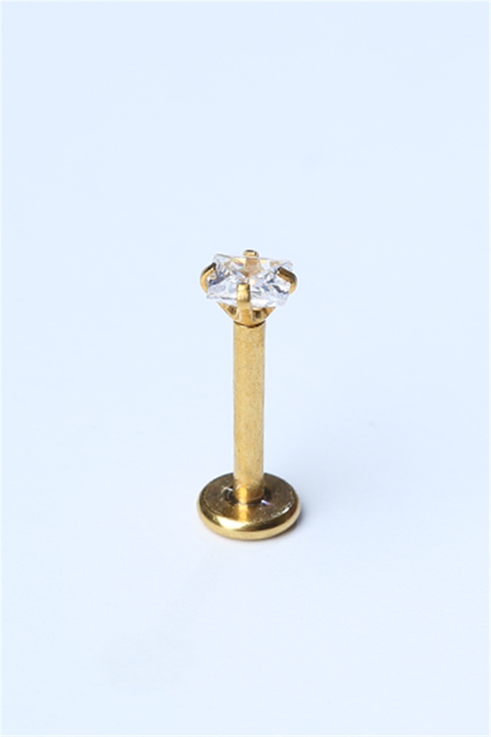Kare Taş Labret Küçük Boy Gold Piercing