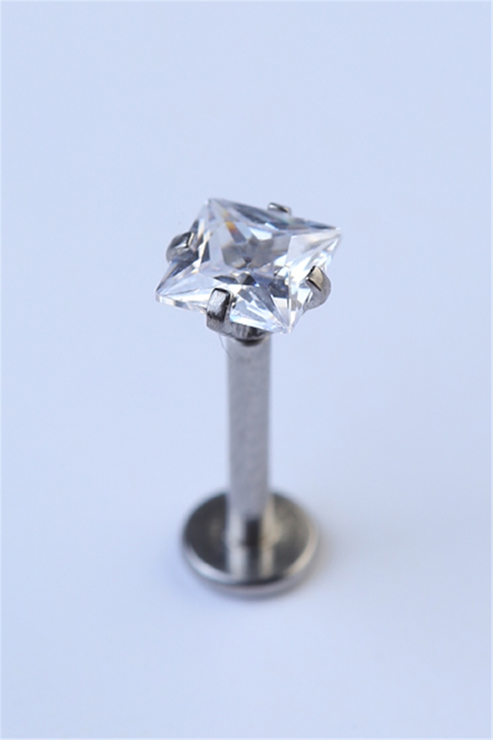 Kare Taş Labret Orta Boy Silver Piercing