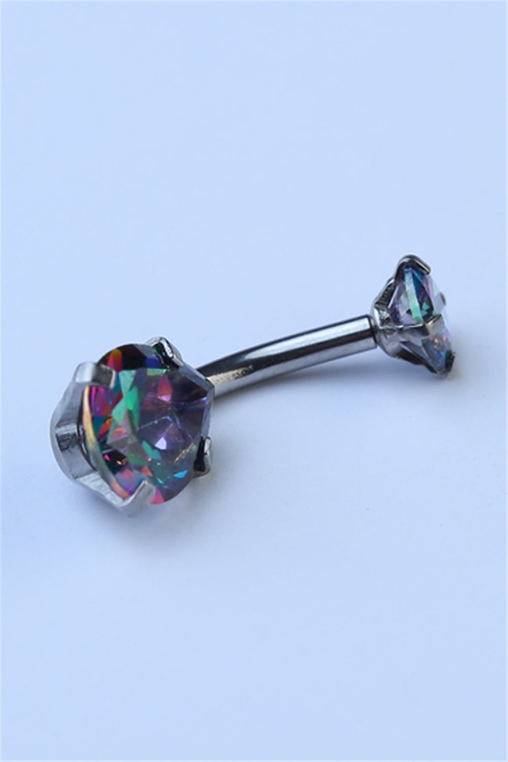 Koyu Hologram Damla Taş Göbek Silver Piercing