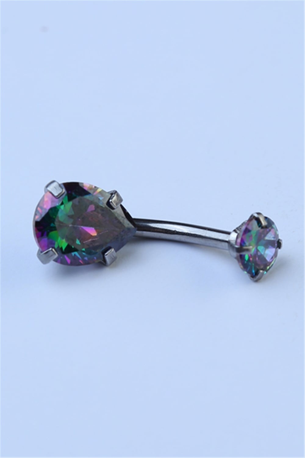 Koyu Hologram Damla Taş Göbek Silver Piercing