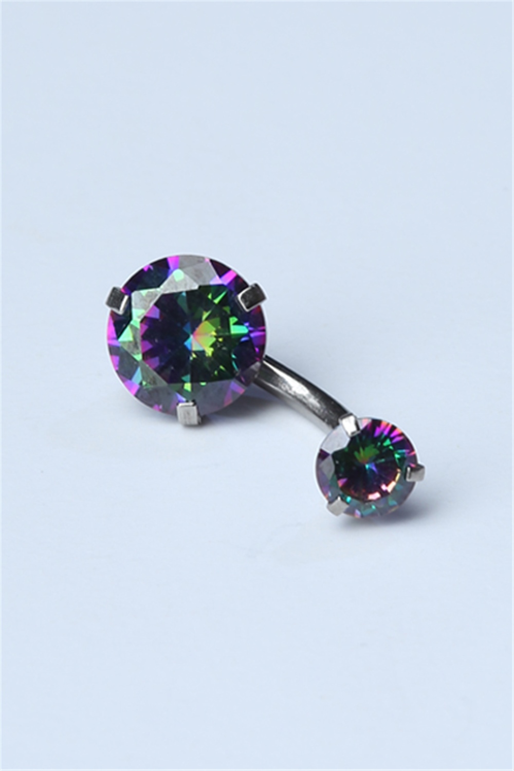 Koyu Hologram Taş Göbek Silver Piercing 