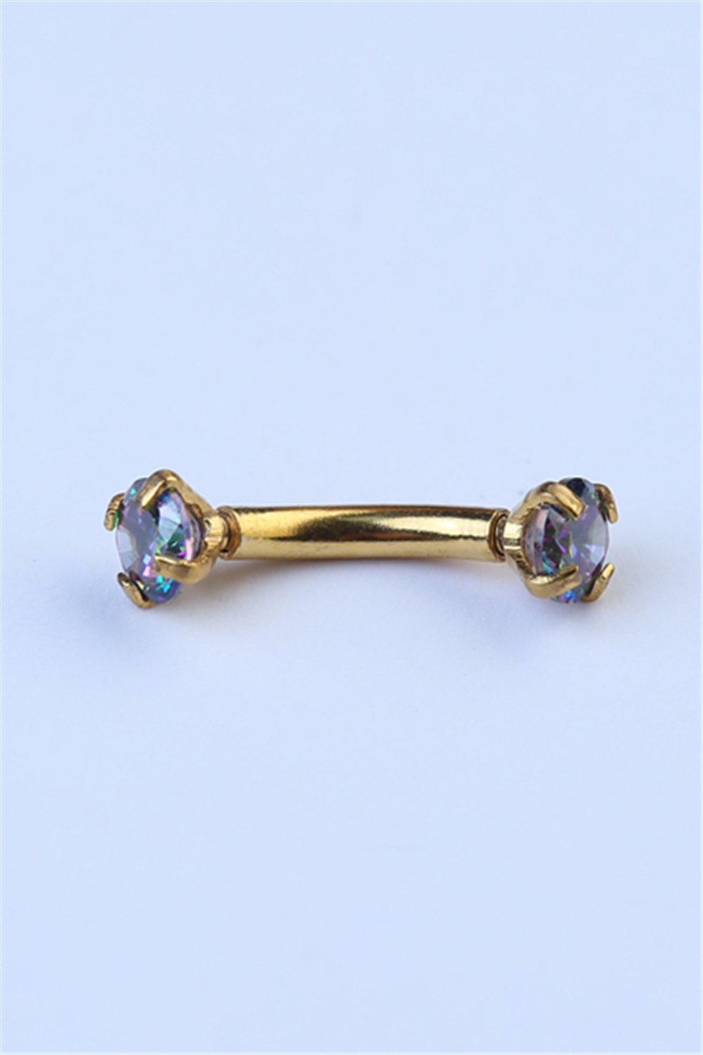 Koyu Hologram Taşlı Kaş & Rook Gold Piercing