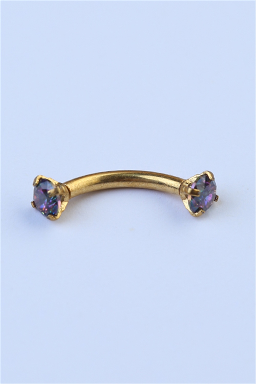 Koyu Hologram Taşlı Kaş & Rook Gold Piercing