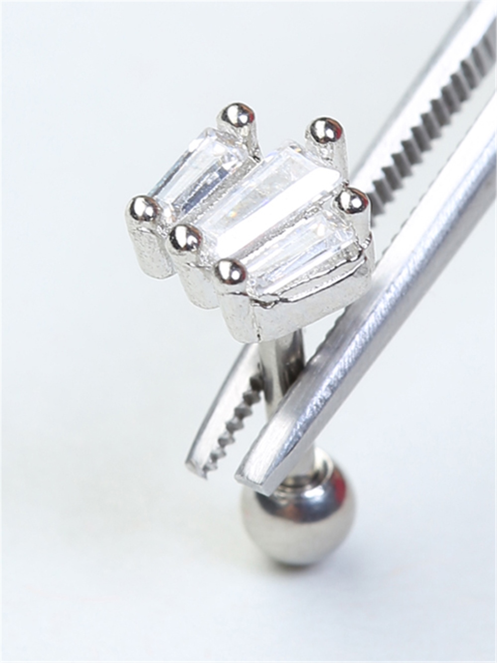 Kristal Taş Model Silver Piercing