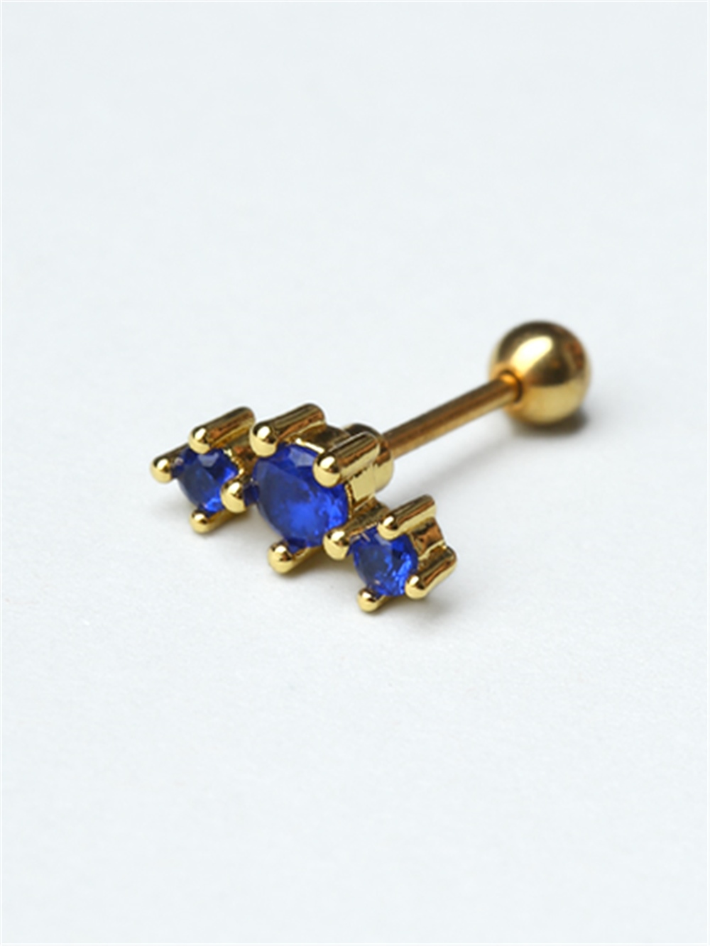 Lacivert Taşlı Ark Gold Piercing