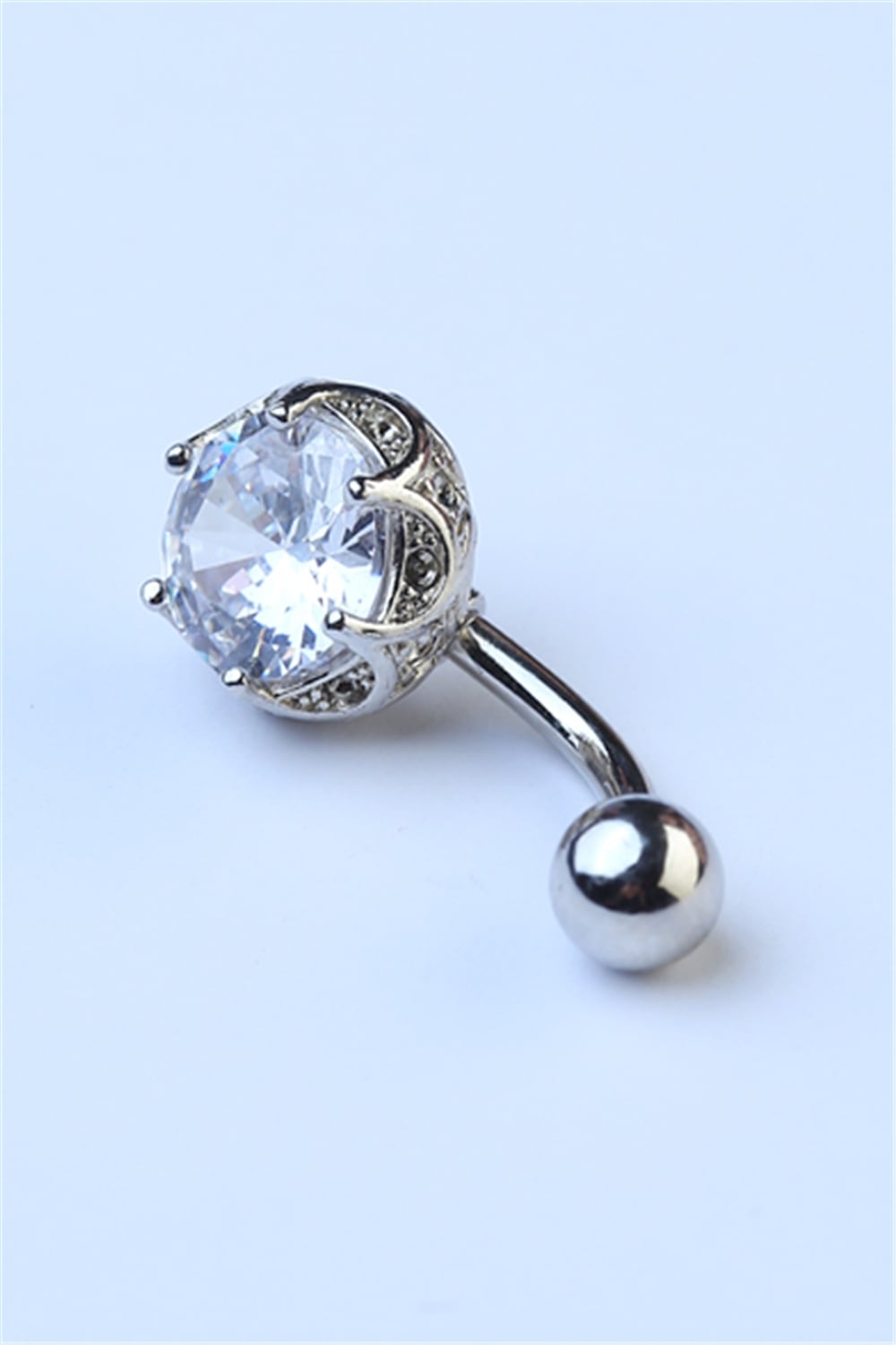 Lotus Taşlı Göbek Silver Piercing