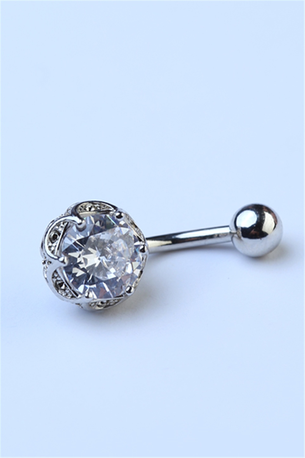 Lotus Taşlı Göbek Silver Piercing