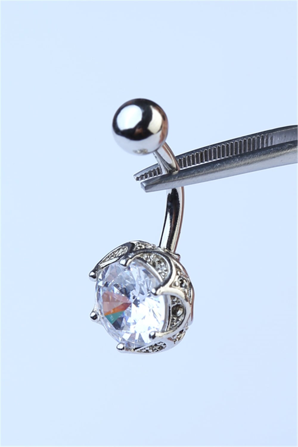 Lotus Taşlı Göbek Silver Piercing