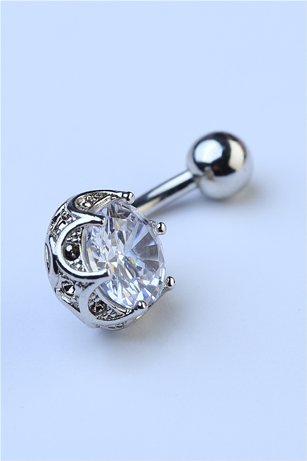 Lotus Taşlı Göbek Silver Piercing