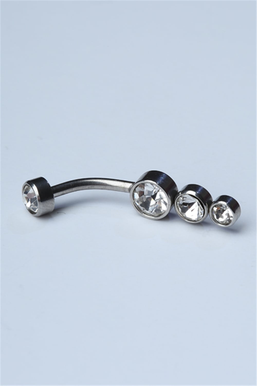 Lüx Üç Boy Sıralı Taş Göbek Silver Piercing