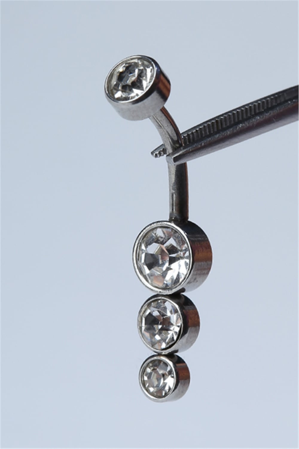 Lüx Üç Boy Sıralı Taş Göbek Silver Piercing
