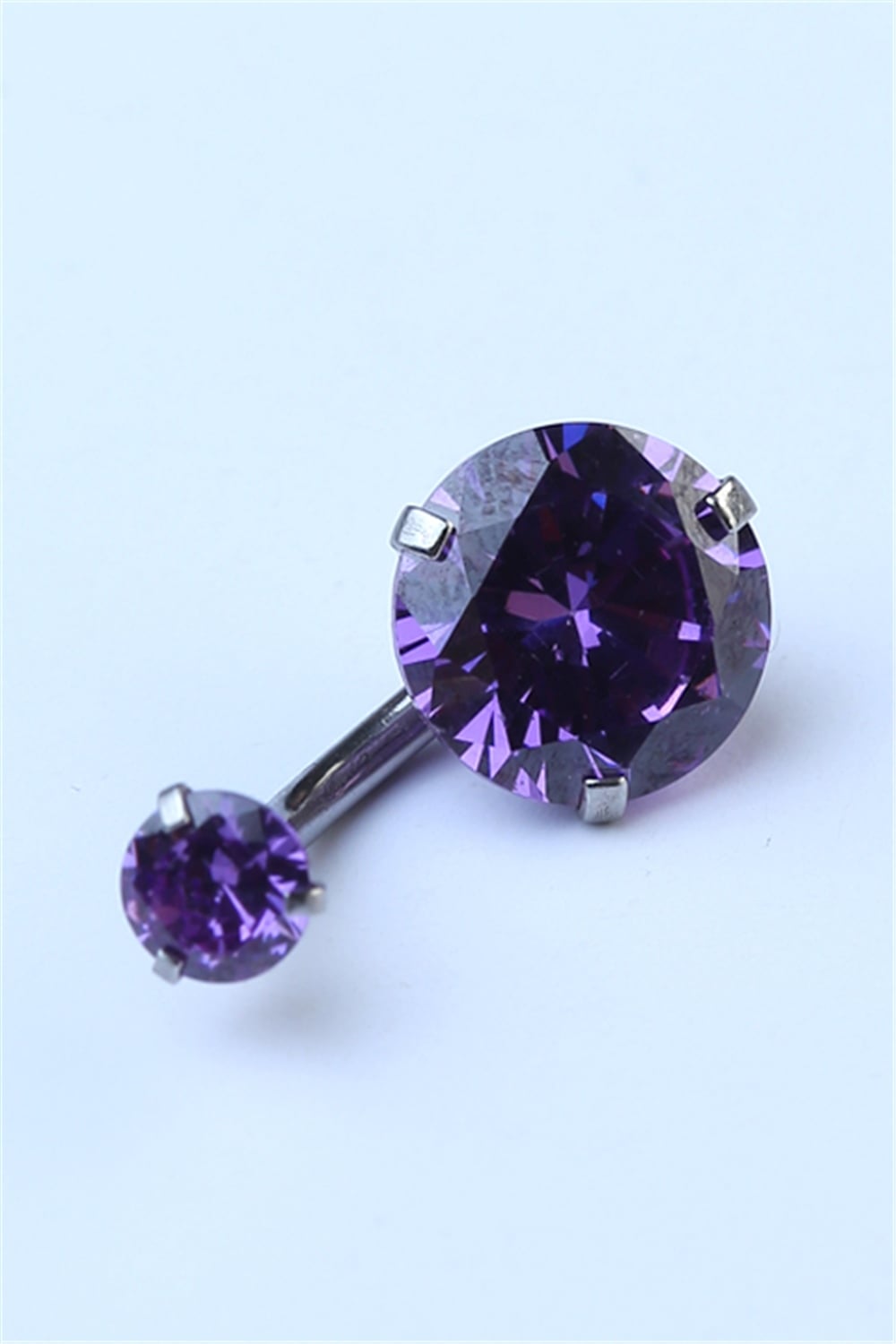 Mor Tek Taş Büyük Boy Göbek Silver Piercing   