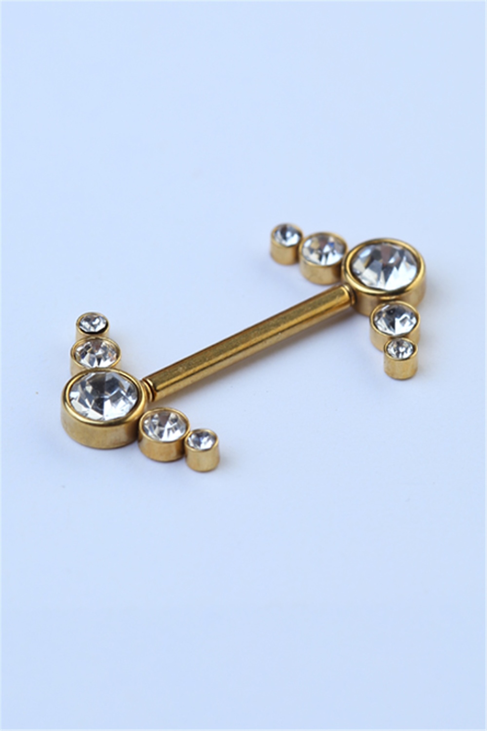 Nipple Çift Taraflı Beş Taş Gold Piercing