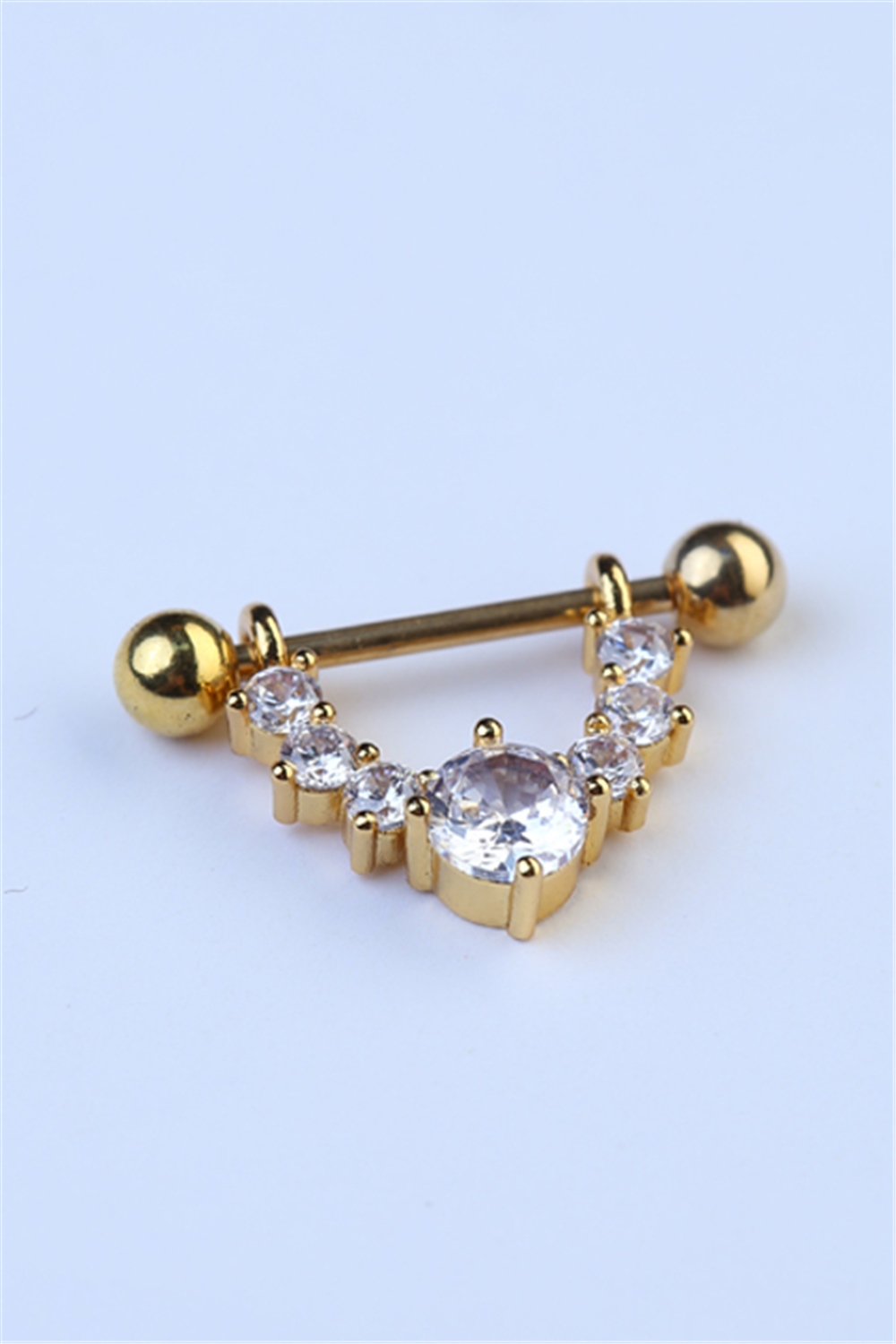 Nipple Sallantı Tek Taş Gold Piercing