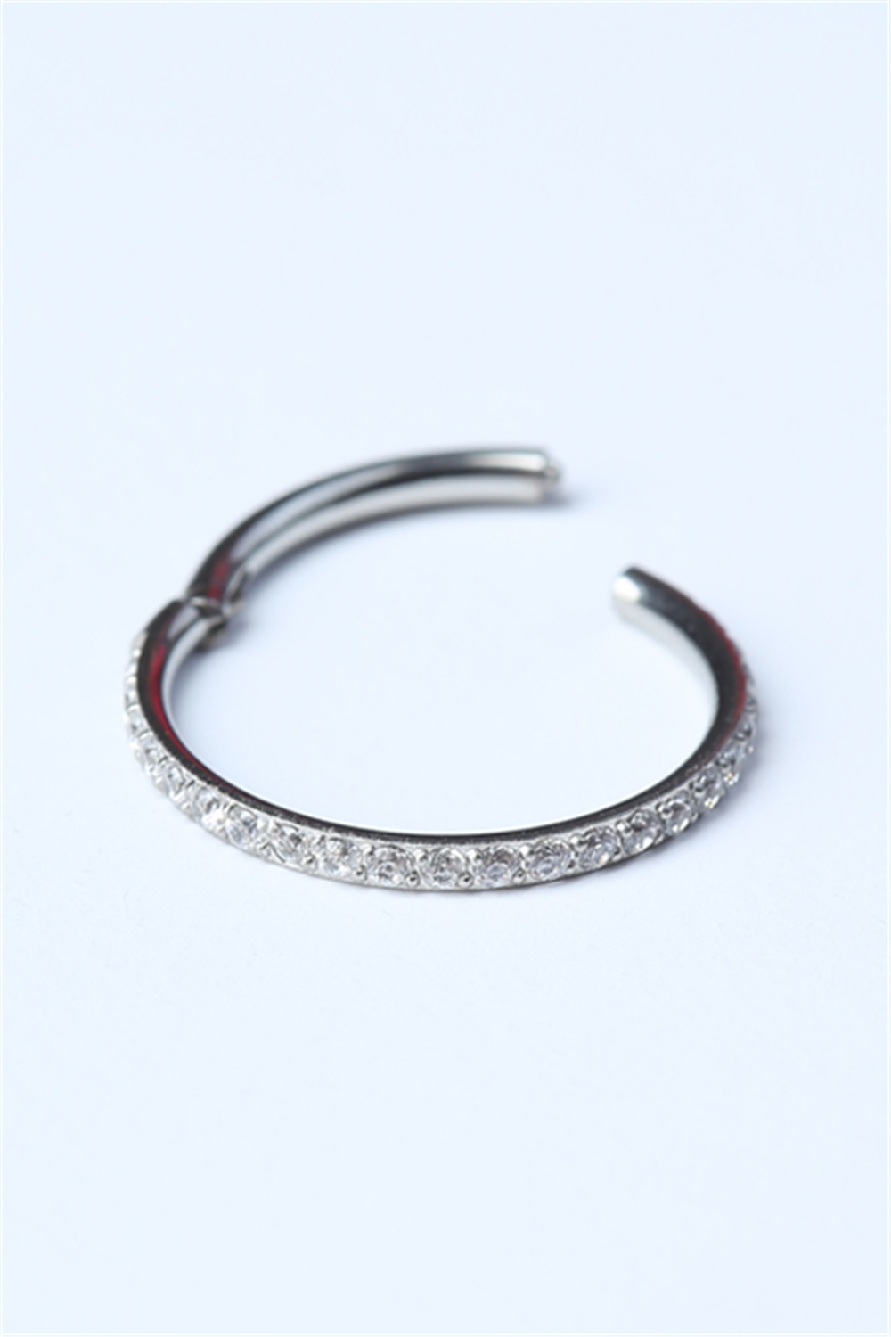 Önü Taşlı Gizli Kilit Büyük Boy Halka Silver Piercing