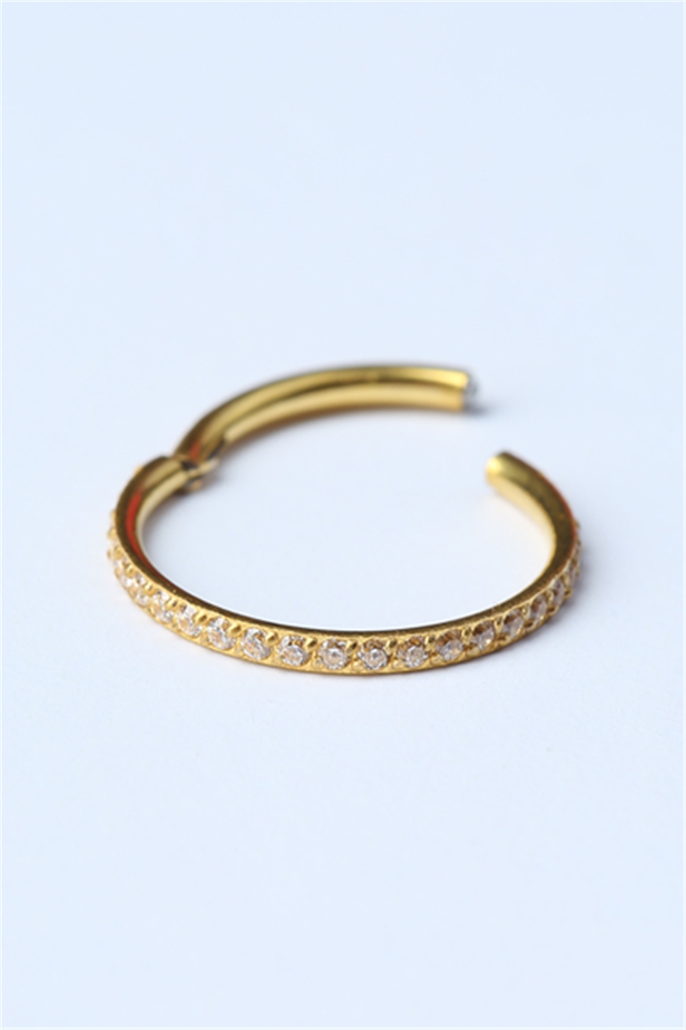 Önü Taşlı Gizli Kilit Büyük Boy Halka Gold Piercing