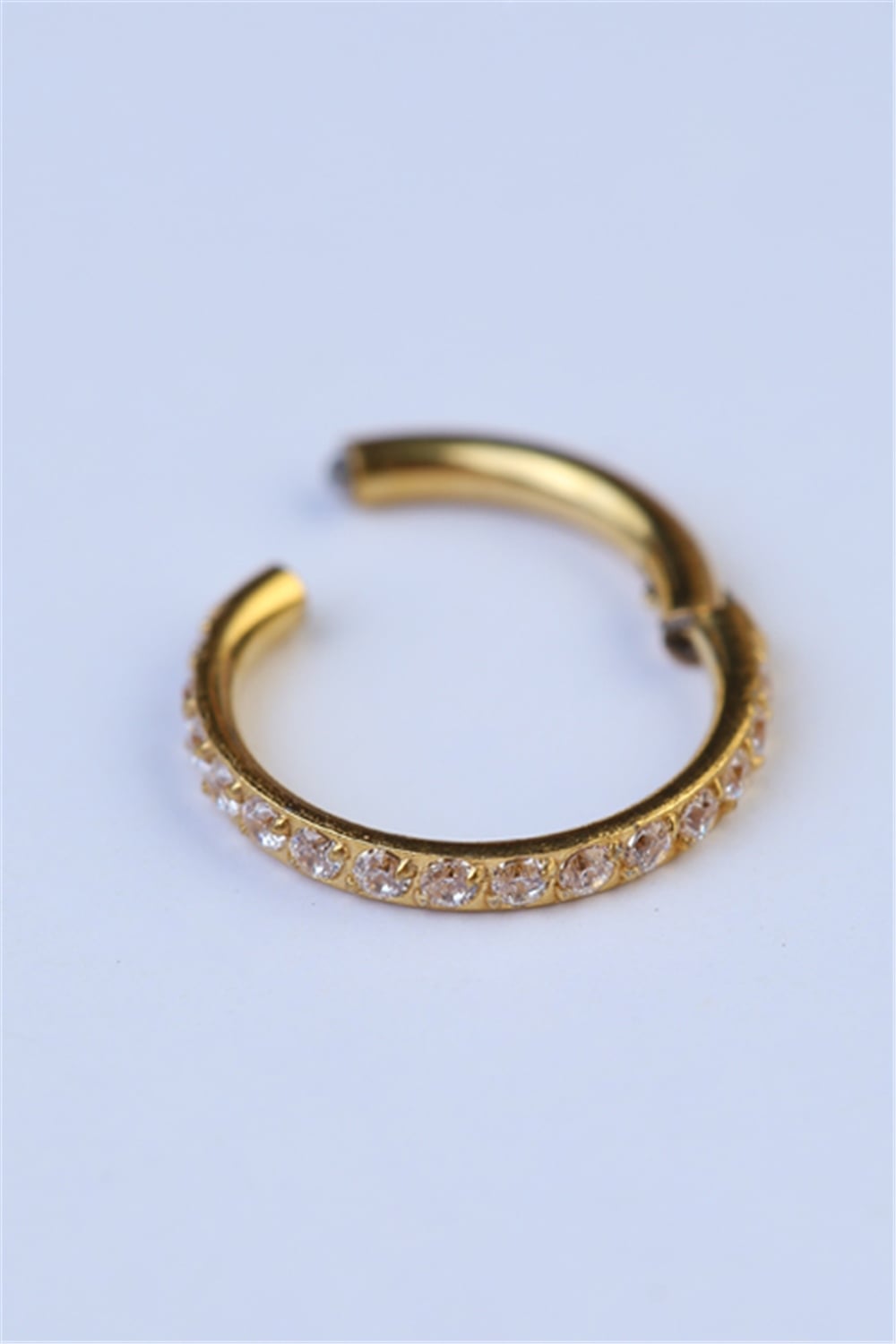Önü Taşlı Gizli Kilit Halka Küçük Boy Gold Piercing