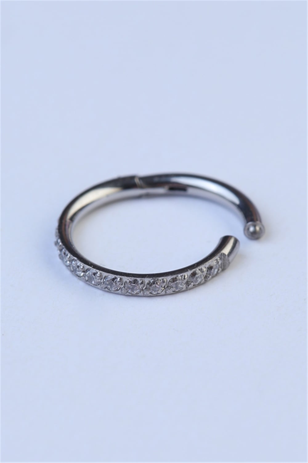 Önü Taşlı Gizli Kilit Halka Küçük Boy Silver Piercing