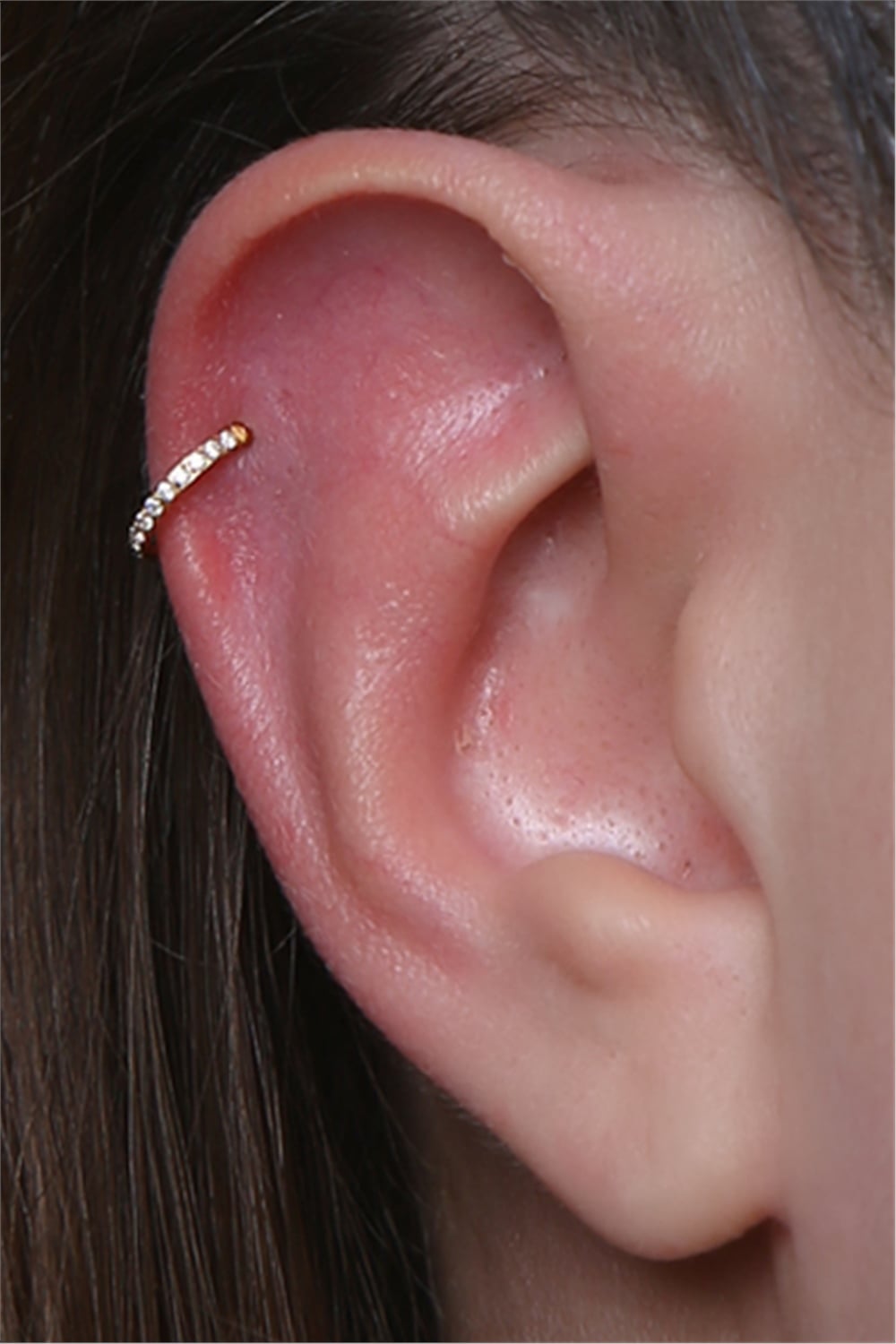 Önü Taşlı Gizli Kilit Halka Küçük Boy Gold Piercing