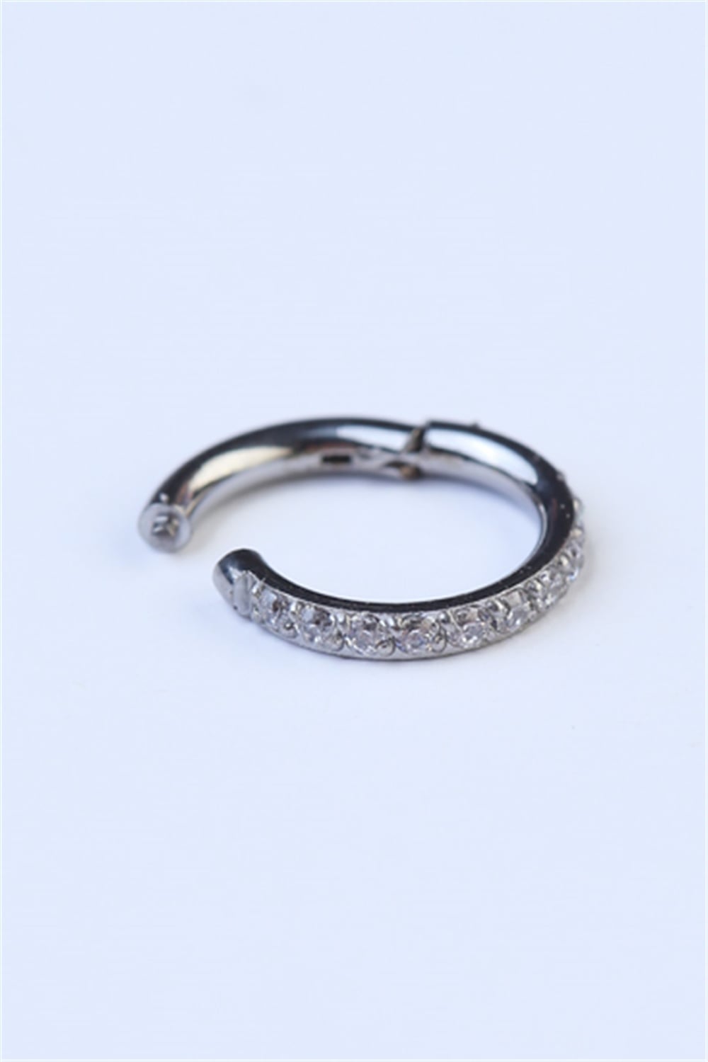 Önü Taşlı Gizli Kilit Halka Mini Boy Silver Piercing