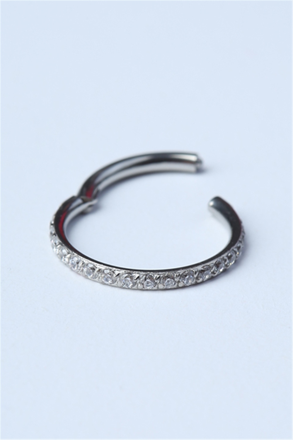 Önü Taşlı Gizli Kilit Orta Boy Halka Silver Piercing