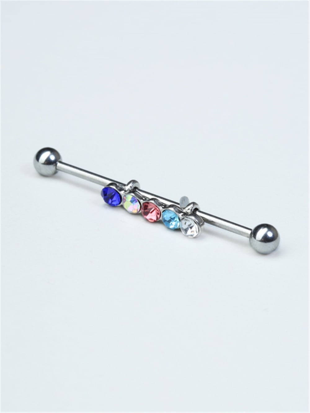 Renkli 5 Taş Köprü Silver Piercing 